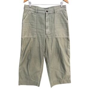 Abercrombie & Fitch Green Utility Crop Wide Leg Pants Women Large Sage Cotton